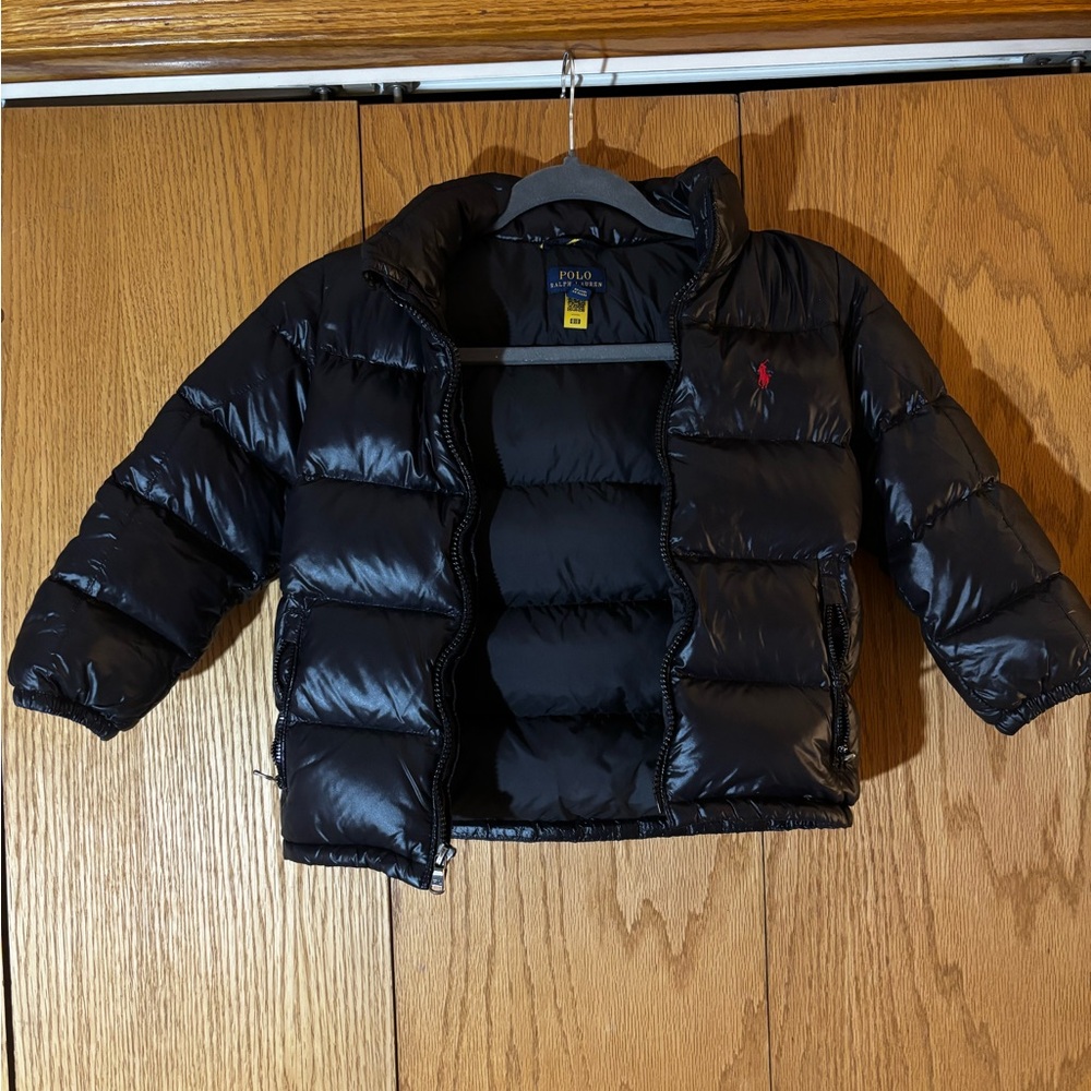 Polo Ralph Lauren boys black puffer jacket with red polo logo